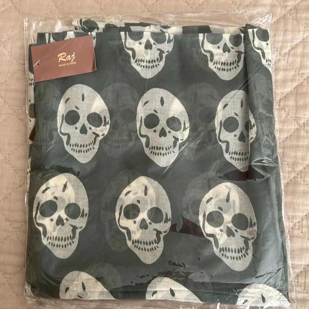 RAJ SKULL SCARF - Sage Color - Brand New please see photos